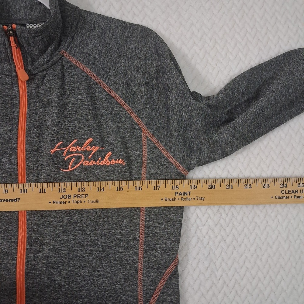 Harley-Davidson Full Zip Performance Jacket Womens Medium Gray Orange - Picture 2 of 12